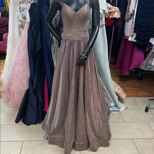 Cecilia Couture 1482 Size 8 Bronze Strapless A Line Long Dress